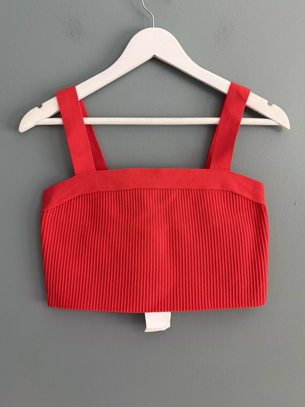 NWT Forever 21 Red Ribbed Knit Square Neck Crop Top Tank L